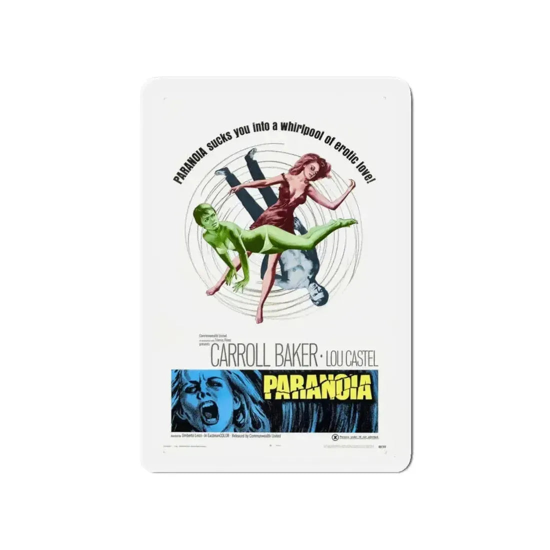 PARANOIA 1969 Movie Poster - Refrigerator Magnet 4 Inch Die-Cut - The Sticker Space