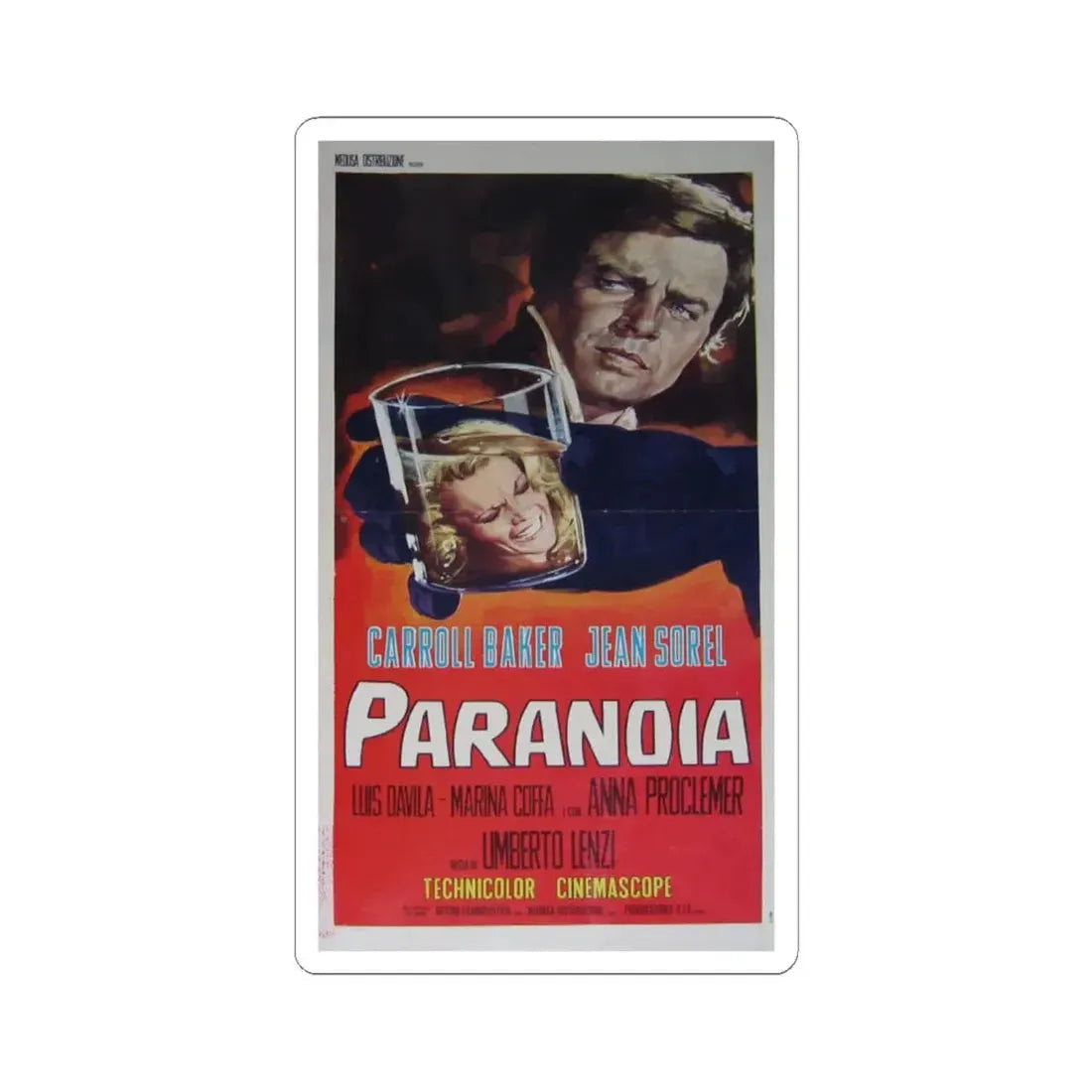PARANOIA 1970 Movie Poster - STICKER Vinyl Kiss-Cut Decal 6 Inch White - The Sticker Space