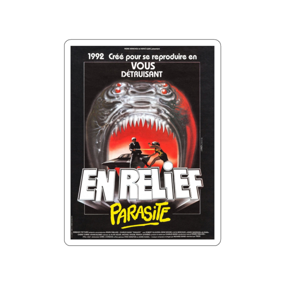 PARASITE (FRENCH) 1982 Movie Poster STICKER Vinyl Die-Cut Decal-White-The Sticker Space