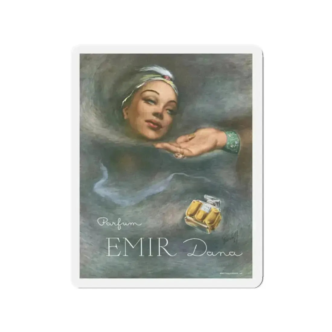 Parfum Emir Dana, 1948 (Magazine Illustration) Refrigerator Magnet 2 Inch Die-Cut - The Sticker Space