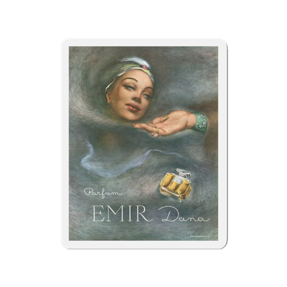 Parfum Emir Dana, 1948 (Magazine Illustration) Refrigerator Magnet-2" x 2"-The Sticker Space