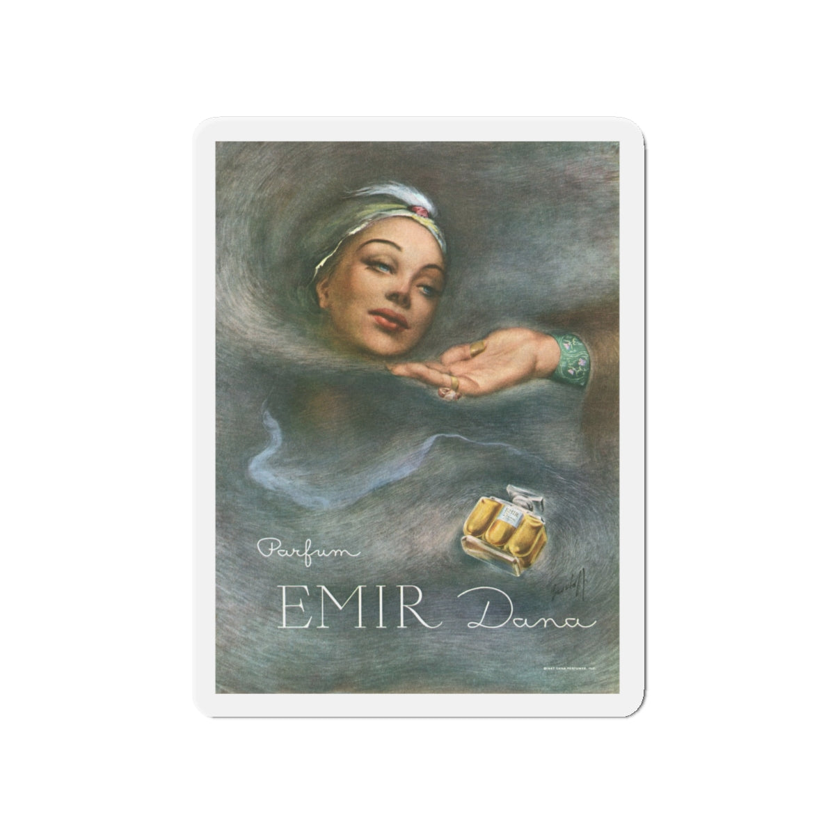 Parfum Emir Dana, 1948 (Magazine Illustration) Refrigerator Magnet-4" x 4"-The Sticker Space