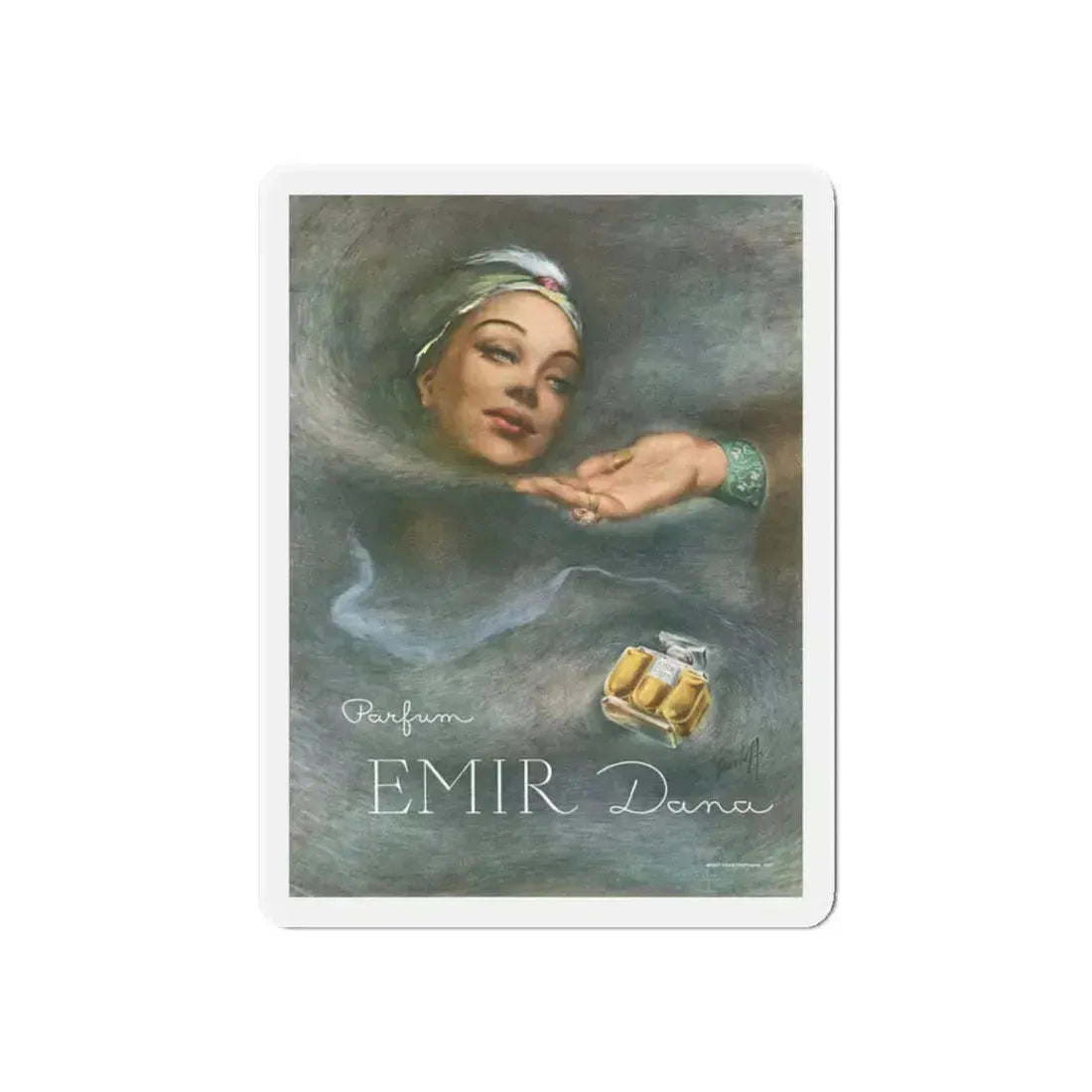 Parfum Emir Dana, 1948 (Magazine Illustration) Refrigerator Magnet 6 Inch Die-Cut - The Sticker Space