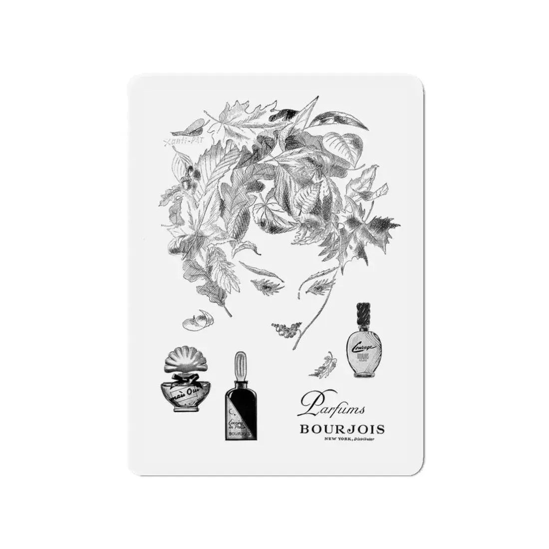 Parfums Bourjois, 1947 (Magazine Illustration) Refrigerator Magnet - The Sticker Space