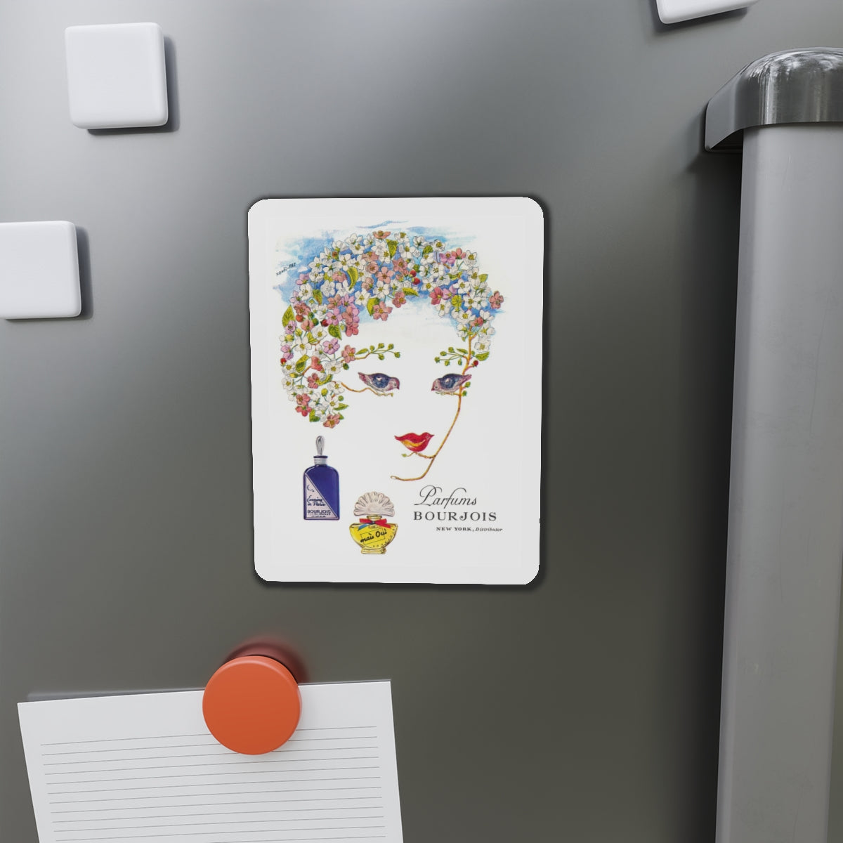 Parfums Bourjois, 1948 (Magazine Illustration) Refrigerator Magnet-The Sticker Space