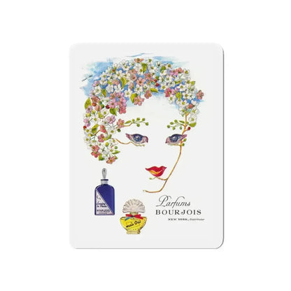 Parfums Bourjois, 1948 (Magazine Illustration) Refrigerator Magnet 5 Inch Die-Cut - The Sticker Space