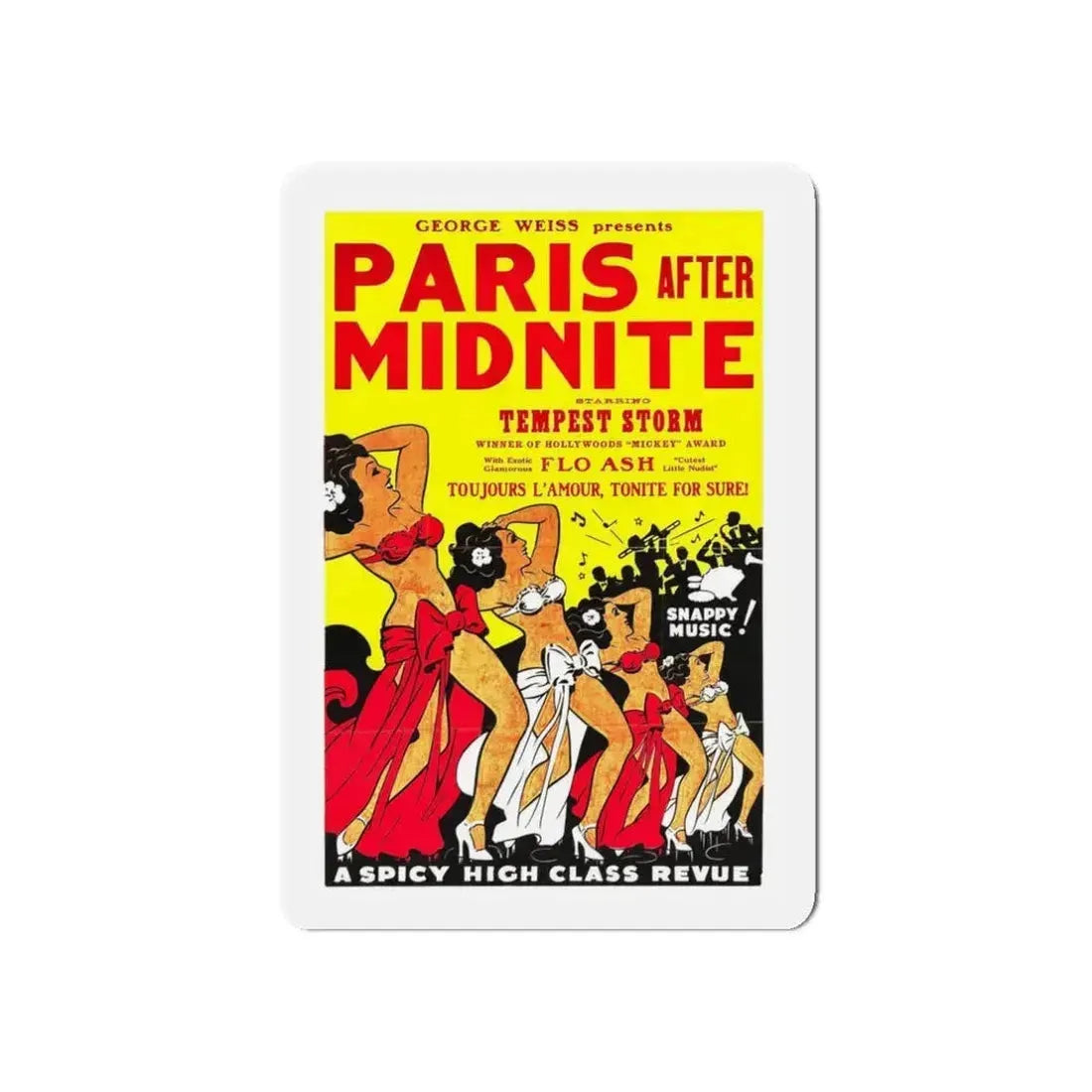 PARIS AFTER MIDNITE 1951 Movie Poster - Refrigerator Magnet 3 Inch Die-Cut - The Sticker Space