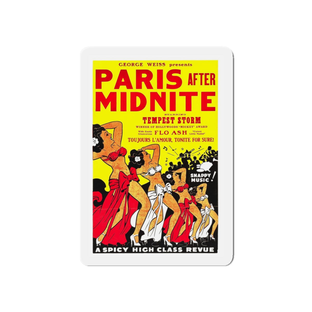 PARIS AFTER MIDNITE 1951 Movie Poster - Refrigerator Magnet-3" x 3"-The Sticker Space