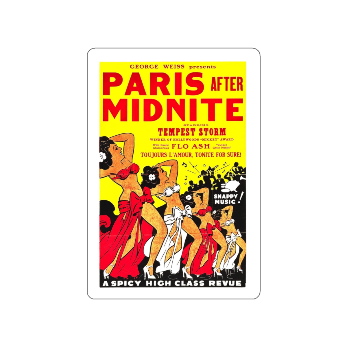 PARIS AFTER MIDNITE 1951 Movie Poster STICKER Vinyl Die-Cut Decal-White-The Sticker Space