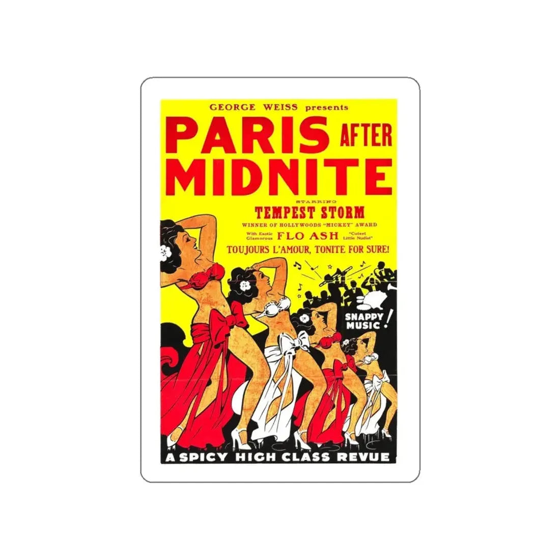 PARIS AFTER MIDNITE 1951 Movie Poster STICKER Vinyl Die-Cut Decal 4 Inch - The Sticker Space