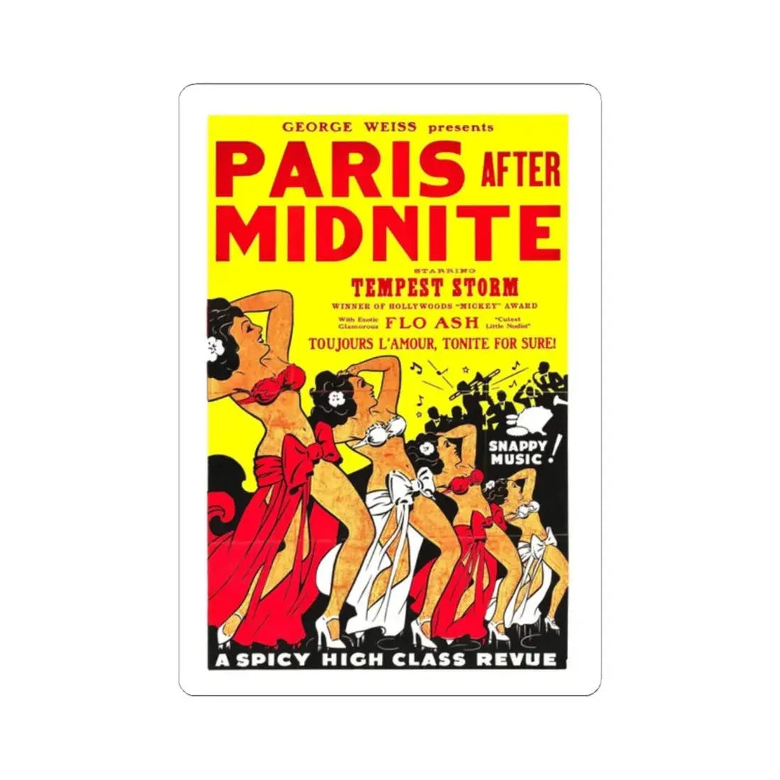 PARIS AFTER MIDNITE 1951 Movie Poster - STICKER Vinyl Kiss-Cut Decal 2 Inch White - The Sticker Space
