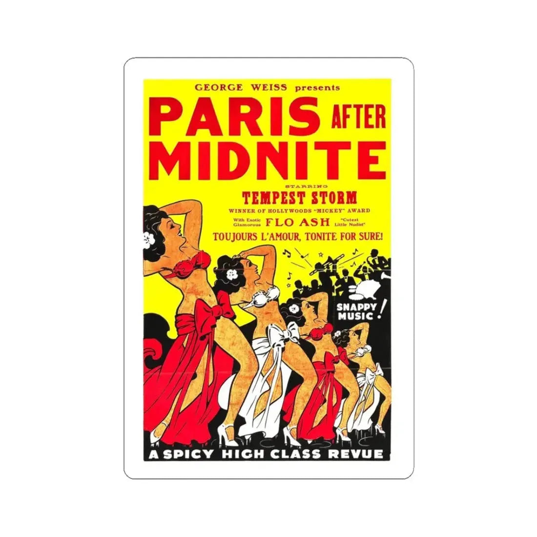 PARIS AFTER MIDNITE 1951 Movie Poster - STICKER Vinyl Kiss-Cut Decal 3 Inch White - The Sticker Space