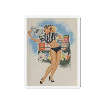 Paris Decrees Lighter Clothing!, Brown & Bigelow calendar illustration, 1964 (Magazine Illustration) Refrigerator Magnet-5" x 5"-The Sticker Space