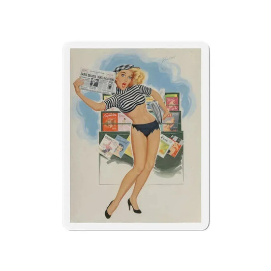 Paris Decrees Lighter Clothing!, Brown & Bigelow calendar illustration, 1964 (Magazine Illustration) Refrigerator Magnet 6 Inch Die-Cut - The Sticker Space