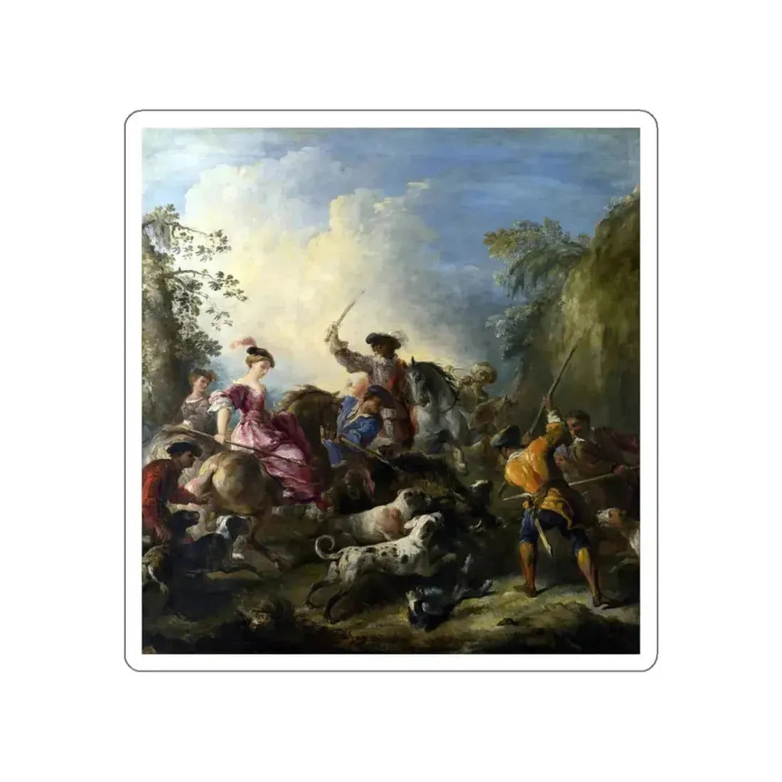 PARROCEL, Joseph - The Boar Hunt (Artwork) STICKER Vinyl Die-Cut Decal White Die-Cut 6 Inch - The Sticker Space