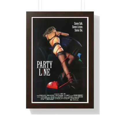PARTY LINE 1988 - Framed Movie Poster 16″ x 24″ Walnut - The Sticker Space