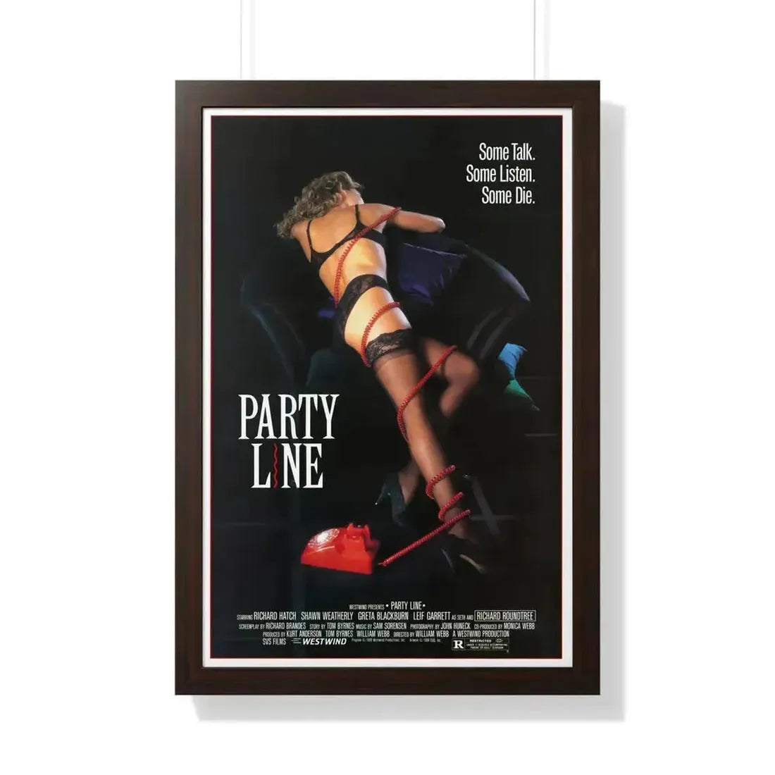 PARTY LINE 1988 - Framed Movie Poster 20" x 30" Walnut - The Sticker Space