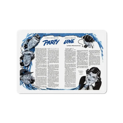 Party Line, The American Magazine, February 1952 (Magazine Illustration) Refrigerator Magnet 2 Inch Die-Cut - The Sticker Space
