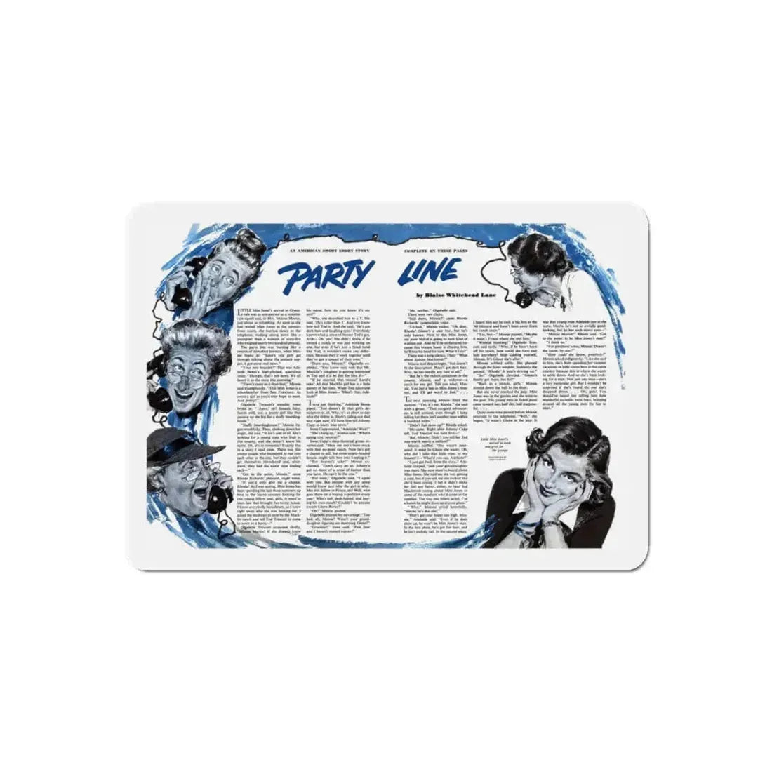 Party Line, The American Magazine, February 1952 (Magazine Illustration) Refrigerator Magnet 5 Inch Die-Cut - The Sticker Space