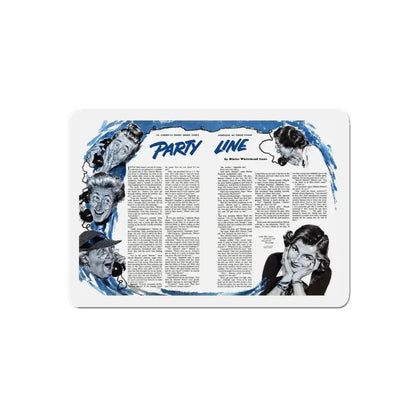 Party Line, The American Magazine, February 1952 (Magazine Illustration) Refrigerator Magnet 5 Inch Die-Cut - The Sticker Space