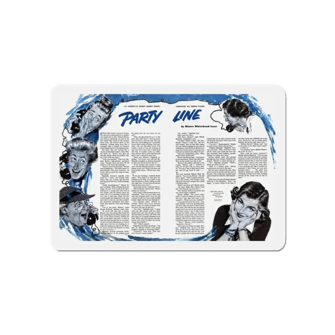 Party Line, The American Magazine, February 1952 (Magazine Illustration) Refrigerator Magnet - The Sticker Space