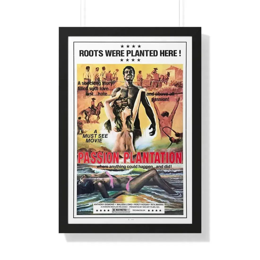 PASSION PLANTATION 1976 - Framed Movie Poster 20" x 30" Black - The Sticker Space