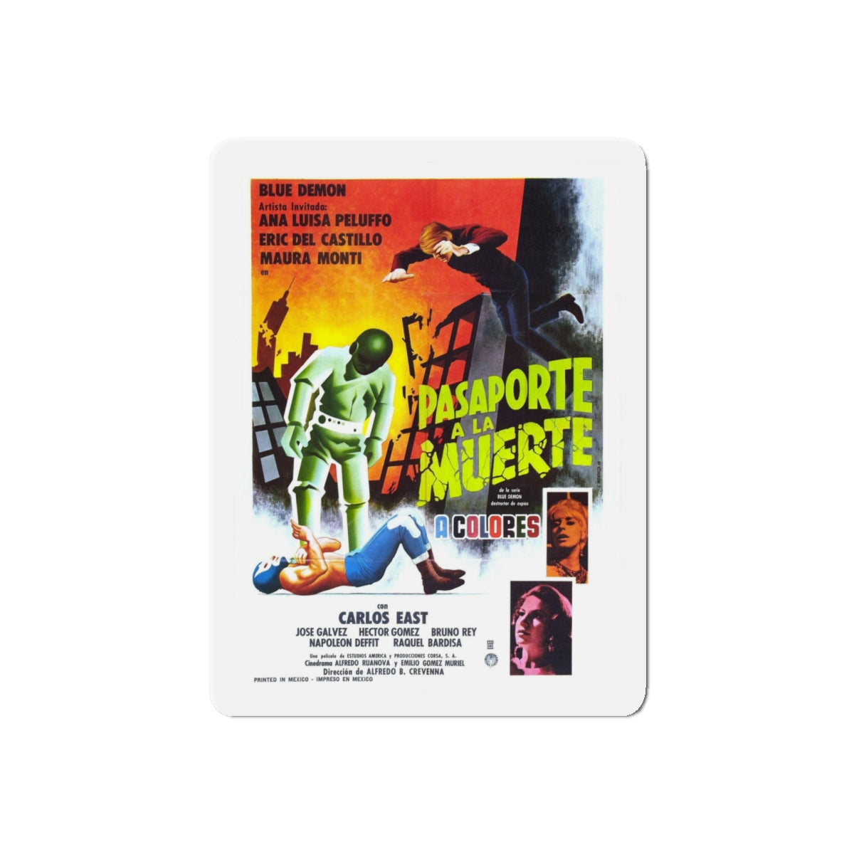 PASSPORT TO DEATH 1968 Movie Poster - Refrigerator Magnet-5" x 5"-The Sticker Space