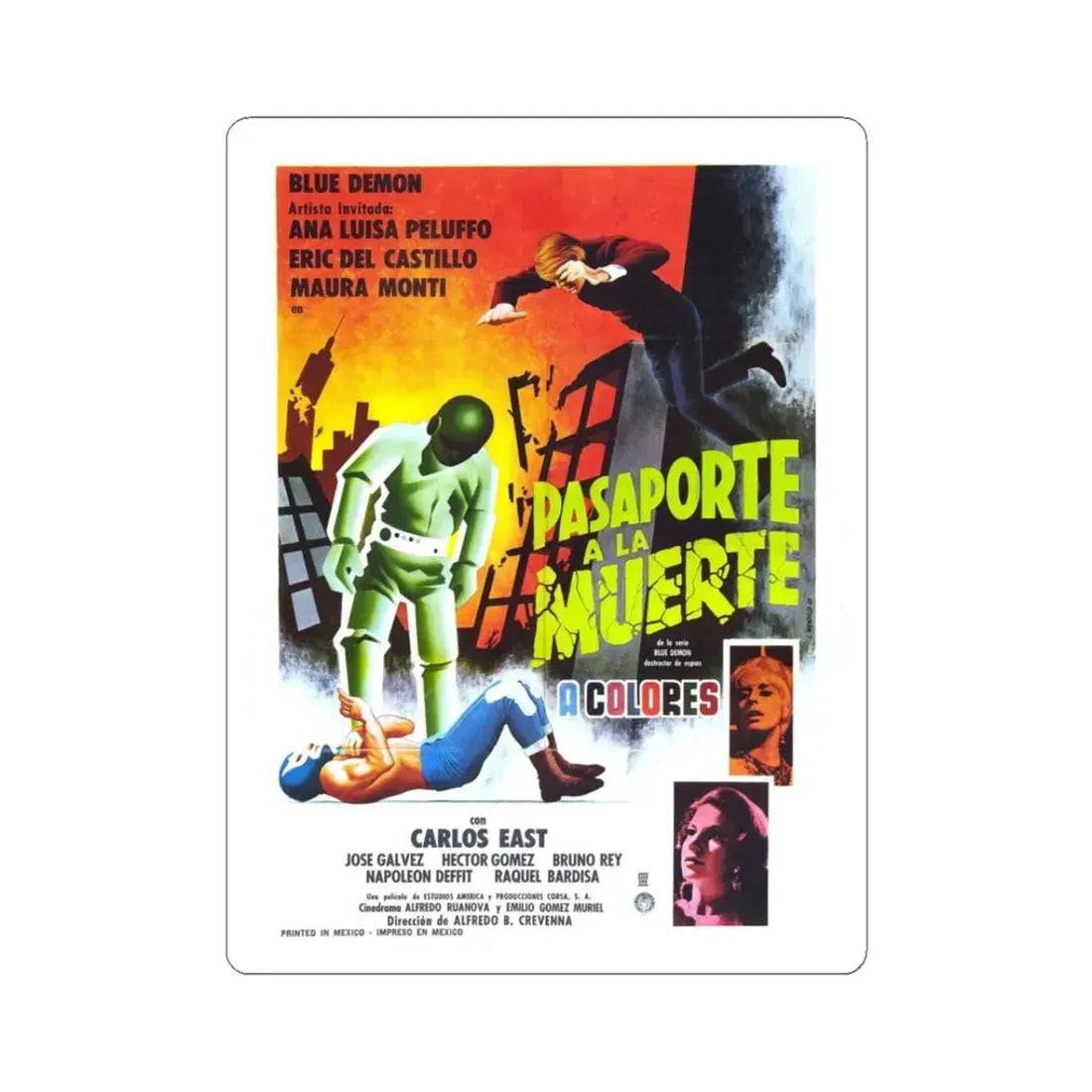 PASSPORT TO DEATH 1968 Movie Poster - STICKER Vinyl Kiss-Cut Decal 3 Inch White - The Sticker Space