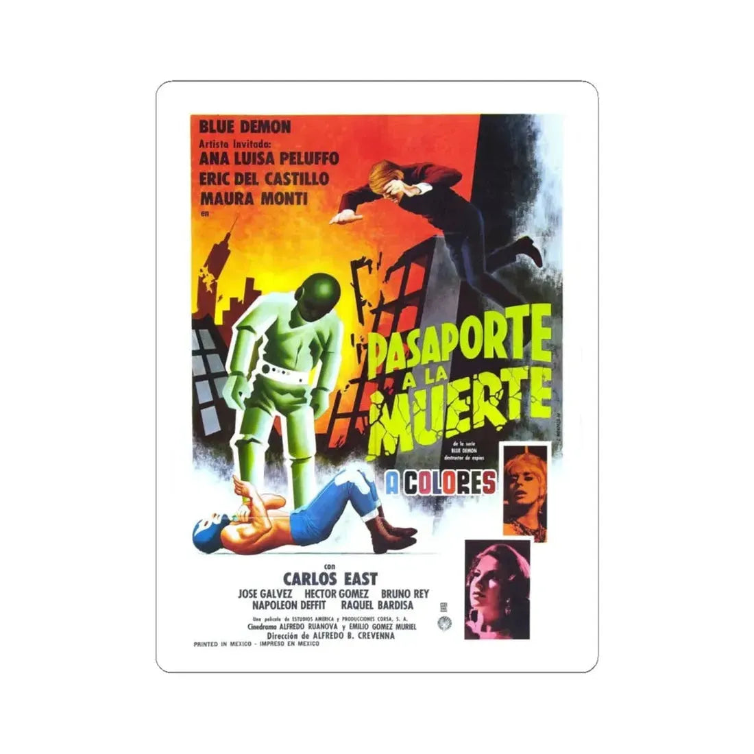 PASSPORT TO DEATH 1968 Movie Poster - STICKER Vinyl Kiss-Cut Decal 6 Inch White - The Sticker Space