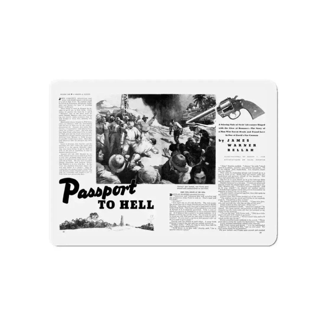 Passport To Hell, Liberty magazine, January 19, 1935 (Magazine Illustration) Refrigerator Magnet 3 Inch Die-Cut - The Sticker Space