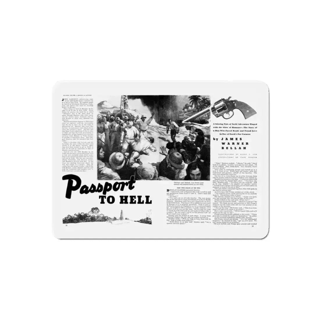 Passport To Hell, Liberty magazine, January 19, 1935 (Magazine Illustration) Refrigerator Magnet 5 Inch Die-Cut - The Sticker Space