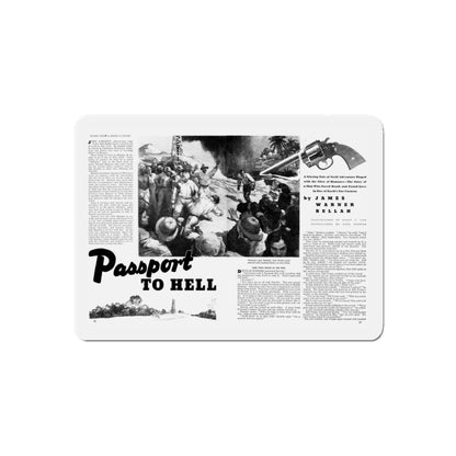 Passport To Hell, Liberty magazine, January 19, 1935 (Magazine Illustration) Refrigerator Magnet-5" x 5"-The Sticker Space