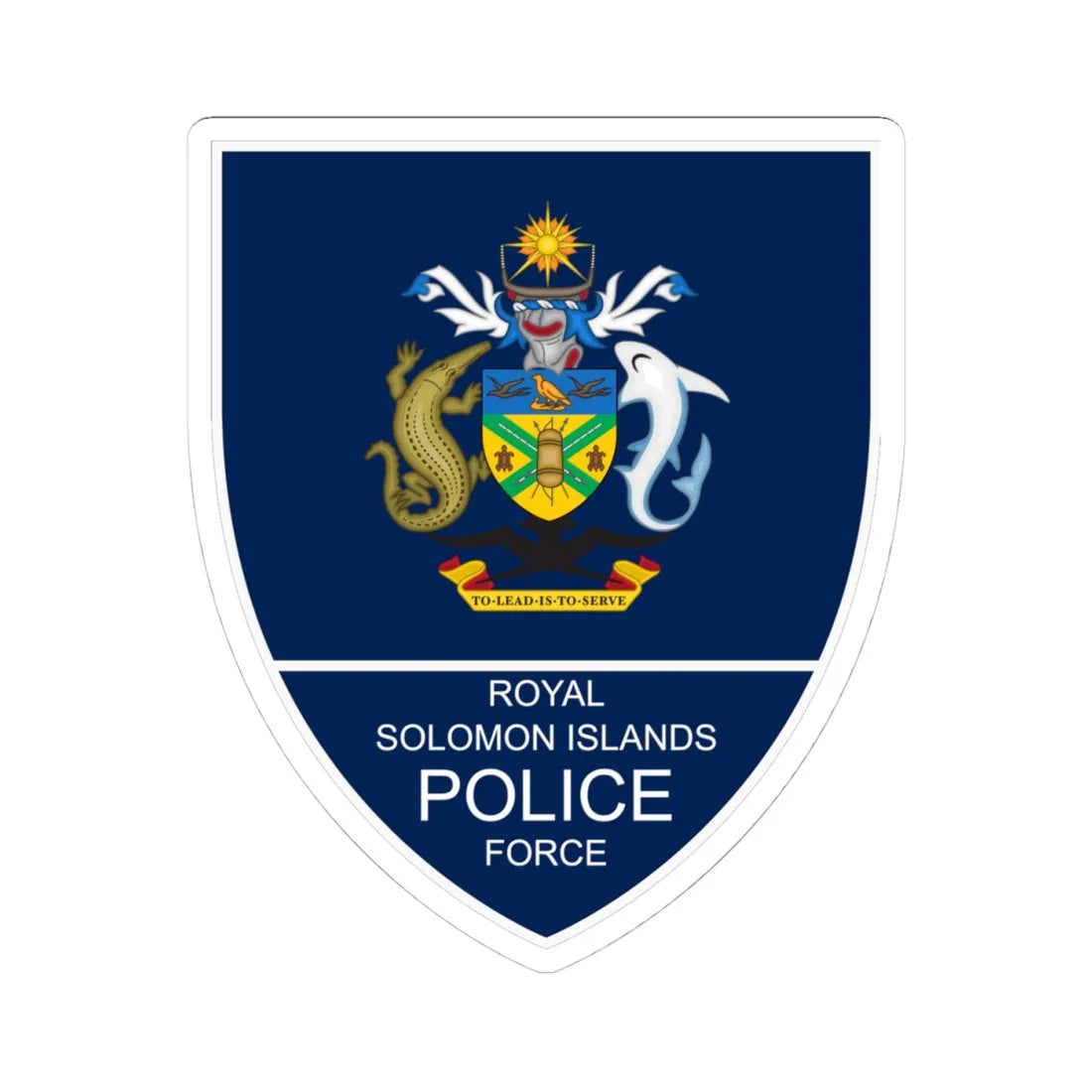 Patch of Royal Solomon Islands Police Force (Solomon Islands) (Coat of Arms) STICKER Vinyl Kiss-Cut Decal 4 Inch White - The Sticker Space