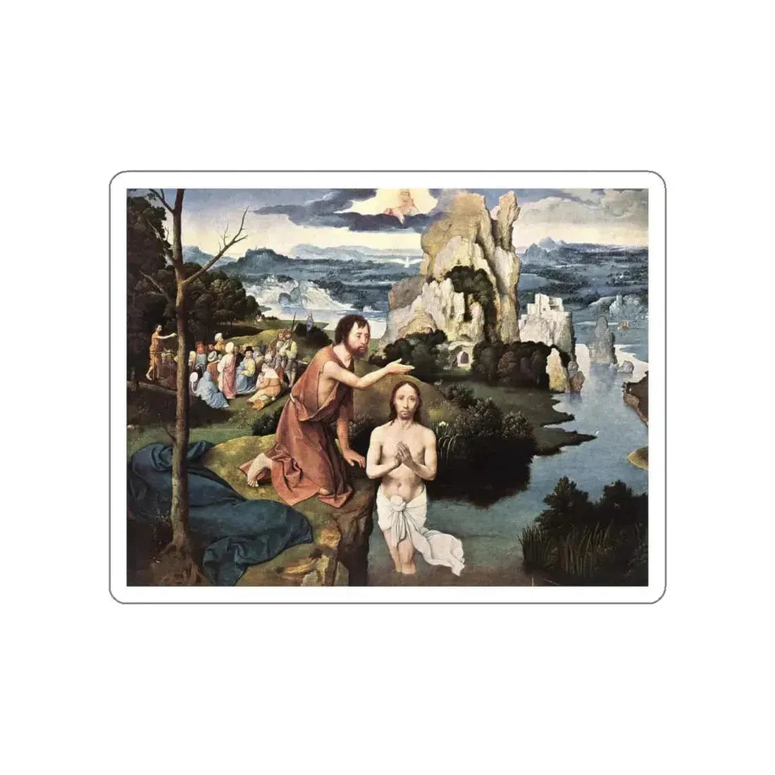 PATENIER, Joachim - Baptism of Christ (Artwork) STICKER Vinyl Die-Cut Decal White Die-Cut 4 Inch - The Sticker Space