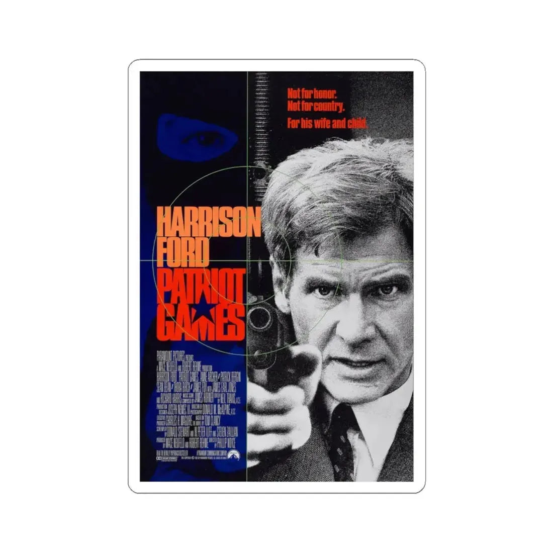 Patriot Games 1992 Movie Poster - STICKER Vinyl Kiss-Cut Decal 4 Inch White - The Sticker Space