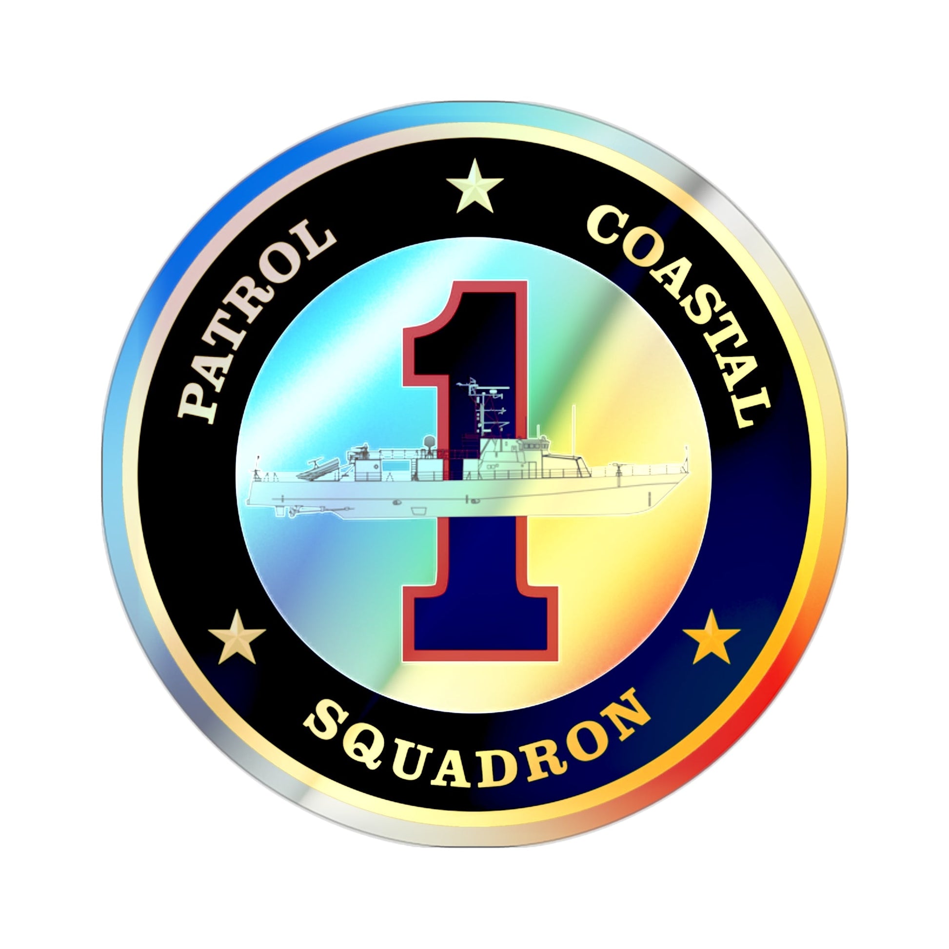 Patrol Coastal Squadron ONE (U.S. Navy) Holographic STICKER Die-Cut Vinyl Decal-2 Inch-The Sticker Space