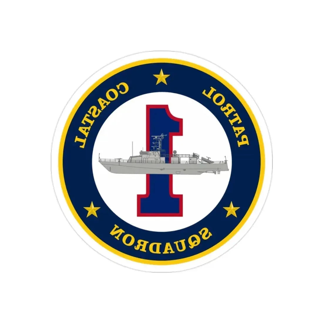 Patrol Coastal Squadron ONE (U.S. Navy) REVERSE PRINT Transparent Die-Cut STICKER 2 Inch Die-Cut Transparent - The Sticker Space