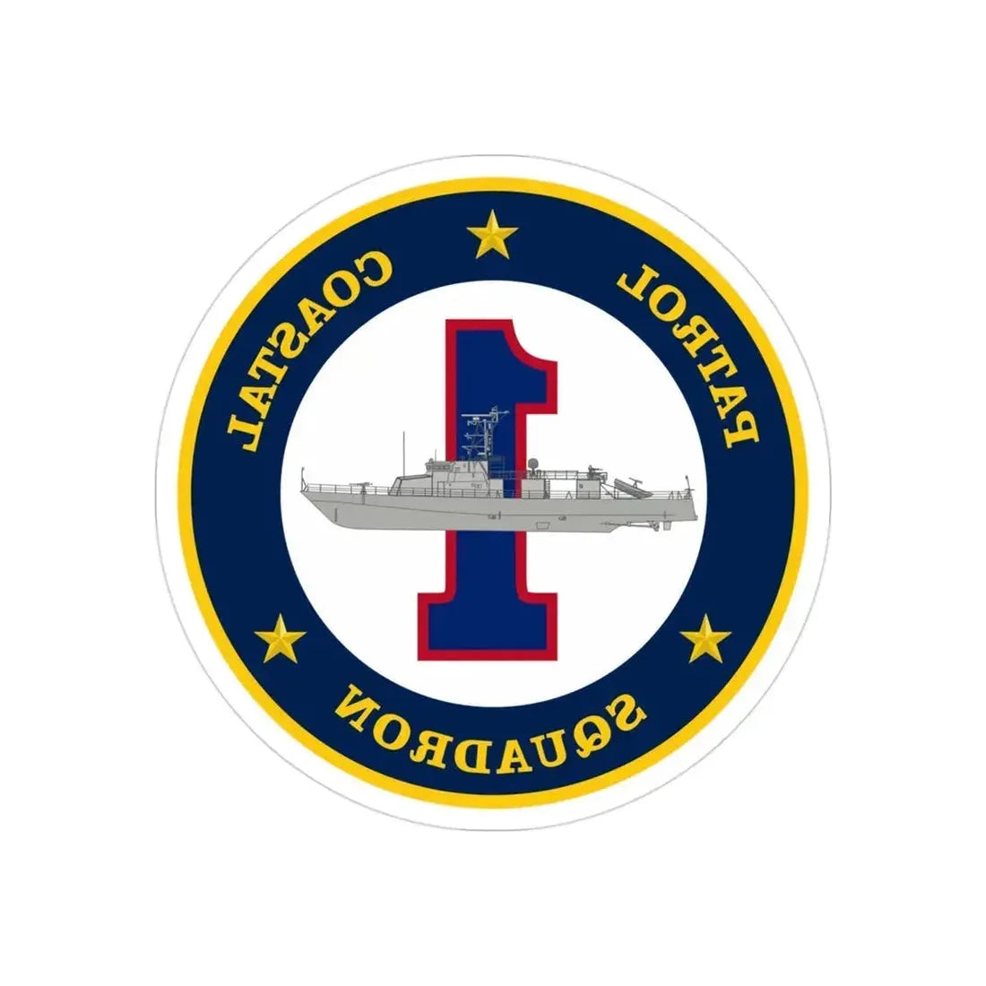 Patrol Coastal Squadron ONE (U.S. Navy) REVERSE PRINT Transparent Die-Cut STICKER 3 Inch Die-Cut Transparent - The Sticker Space