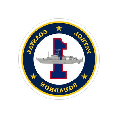 Patrol Coastal Squadron ONE (U.S. Navy) REVERSE PRINT Transparent Die-Cut STICKER 3 Inch Die-Cut Transparent - The Sticker Space