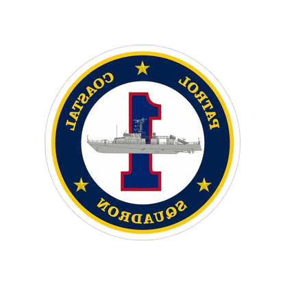 Patrol Coastal Squadron ONE (U.S. Navy) REVERSE PRINT Transparent Die-Cut STICKER 4 Inch Die-Cut Transparent - The Sticker Space