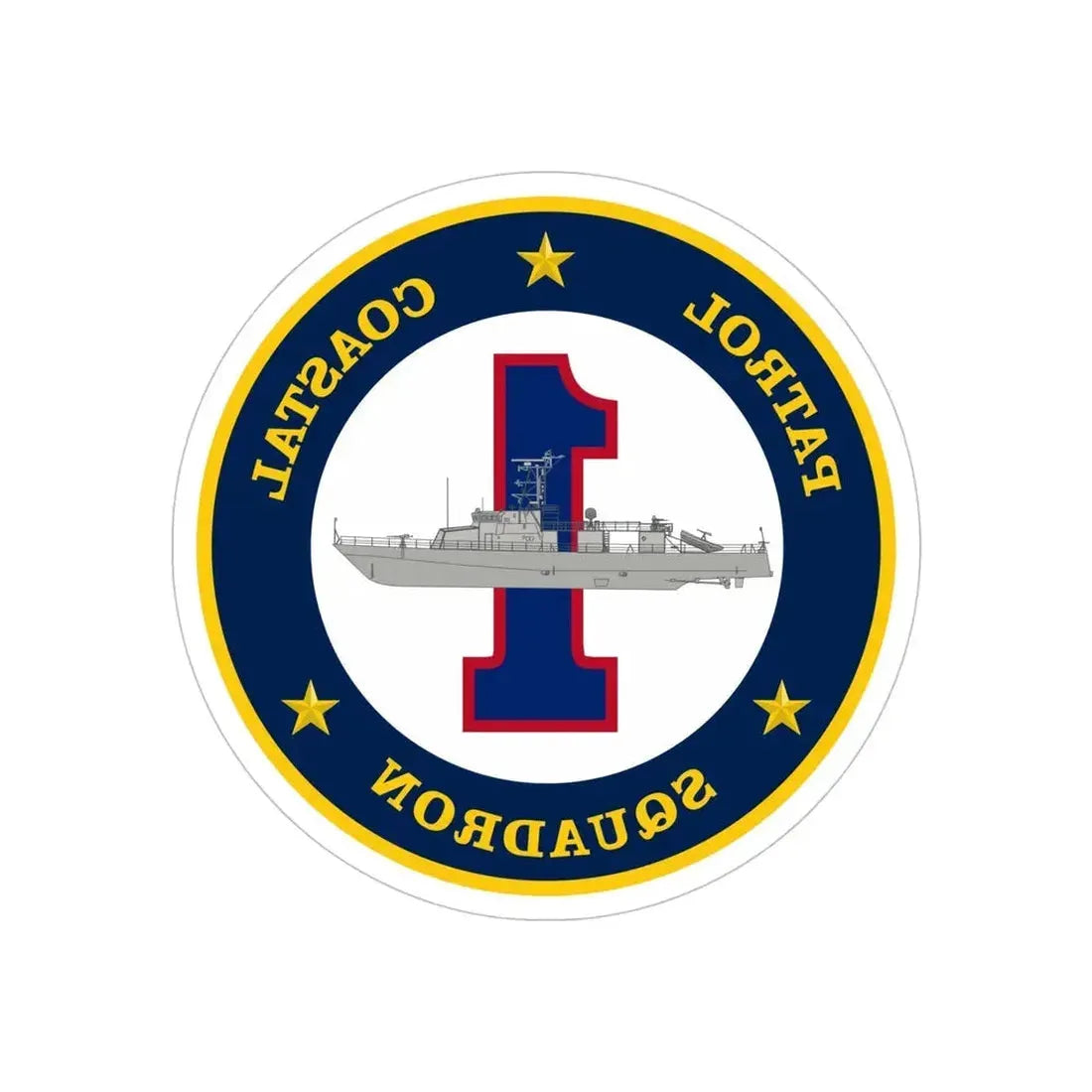 Patrol Coastal Squadron ONE (U.S. Navy) REVERSE PRINT Transparent Die-Cut STICKER 5 Inch Die-Cut Transparent - The Sticker Space