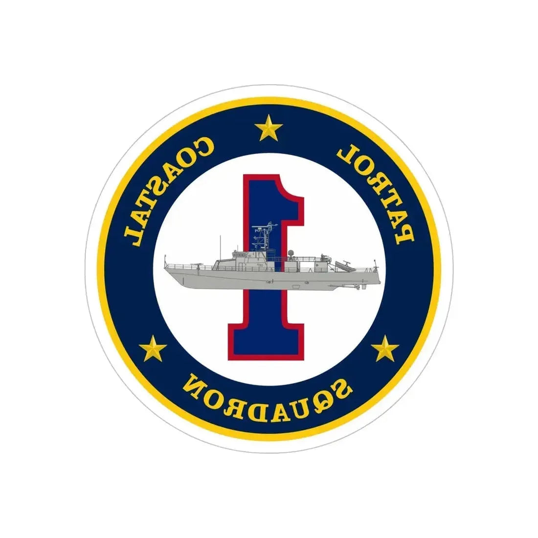 Patrol Coastal Squadron ONE (U.S. Navy) REVERSE PRINT Transparent Die-Cut STICKER 6 Inch Die-Cut Transparent - The Sticker Space