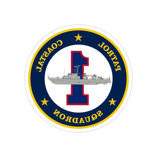 Patrol Coastal Squadron ONE (U.S. Navy) REVERSE PRINT Transparent Die-Cut STICKER 6 Inch Die-Cut Transparent - The Sticker Space
