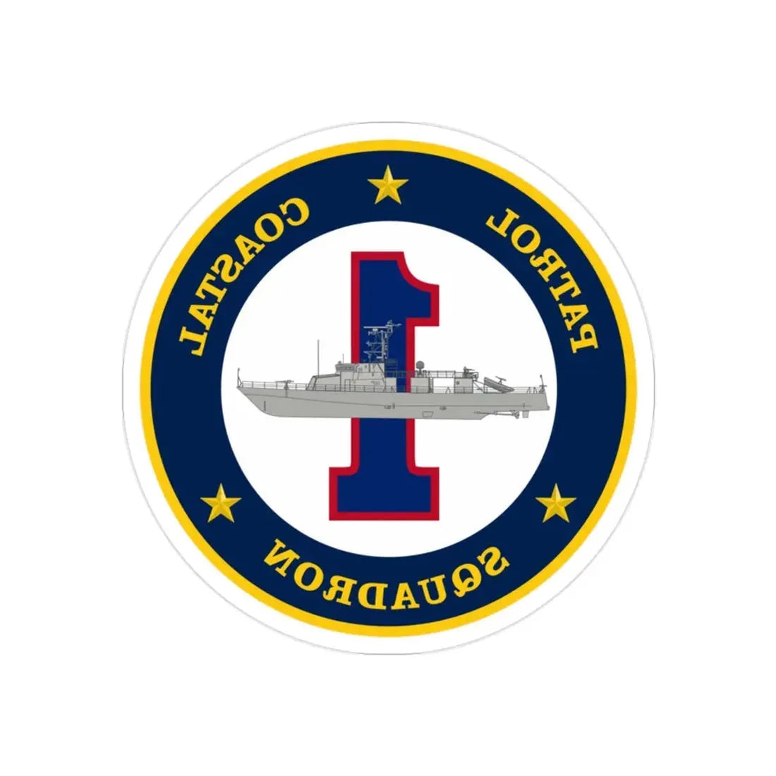 Patrol Coastal Squadron ONE (U.S. Navy) REVERSE PRINT Transparent Die-Cut STICKER - The Sticker Space