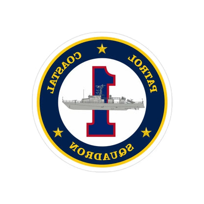 Patrol Coastal Squadron ONE (U.S. Navy) REVERSE PRINT Transparent Die-Cut STICKER - The Sticker Space