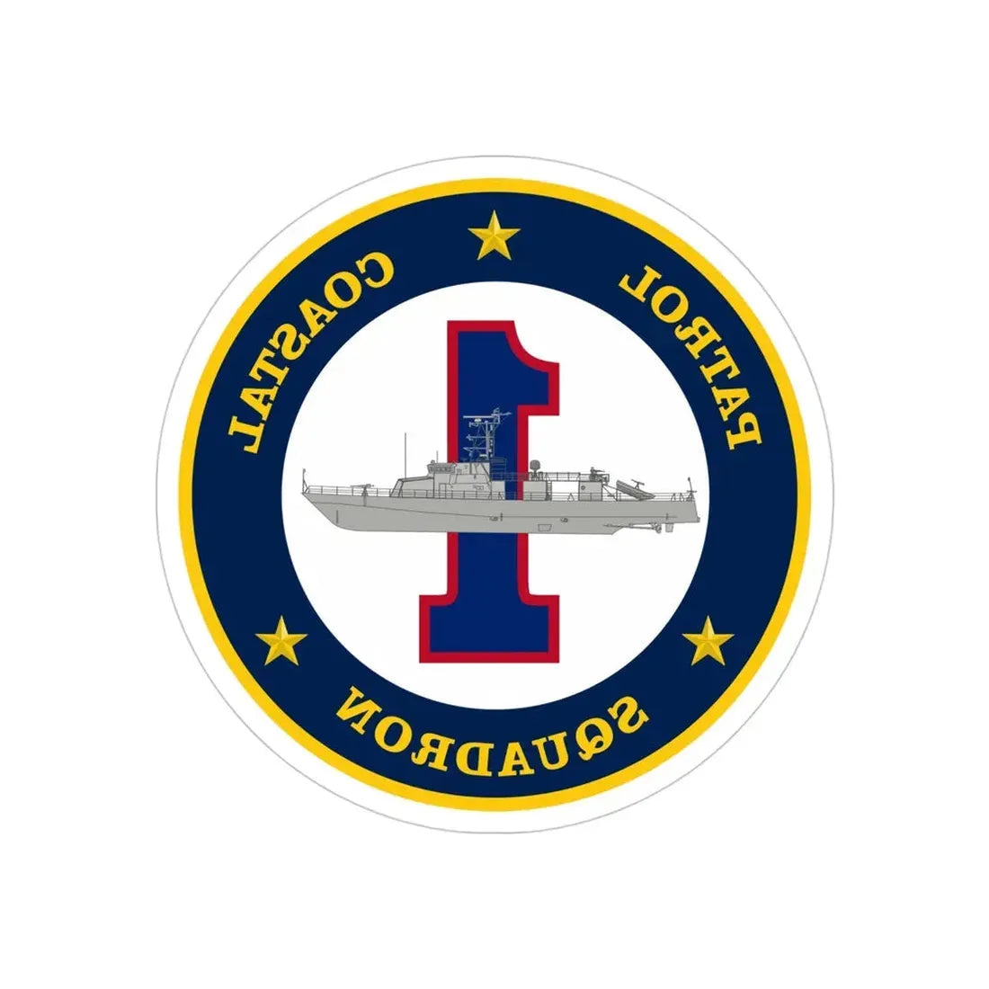 Patrol Coastal Squadron ONE (U.S. Navy) REVERSE PRINT Transparent Die-Cut STICKER - The Sticker Space