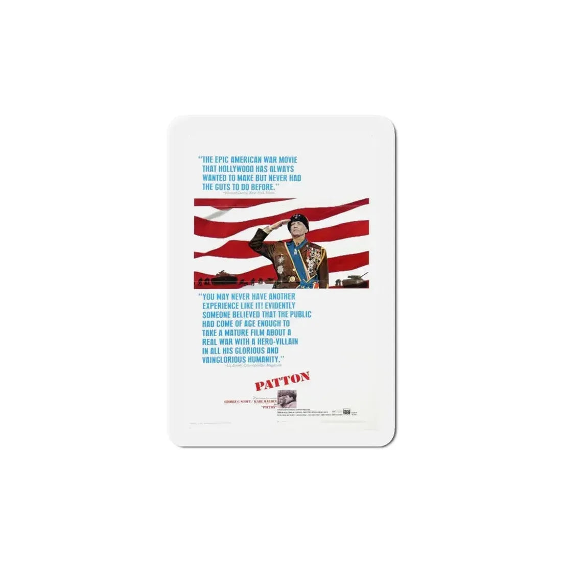 Patton 1970 Movie Poster Refrigerator Magnet 6 Inch - The Sticker Space