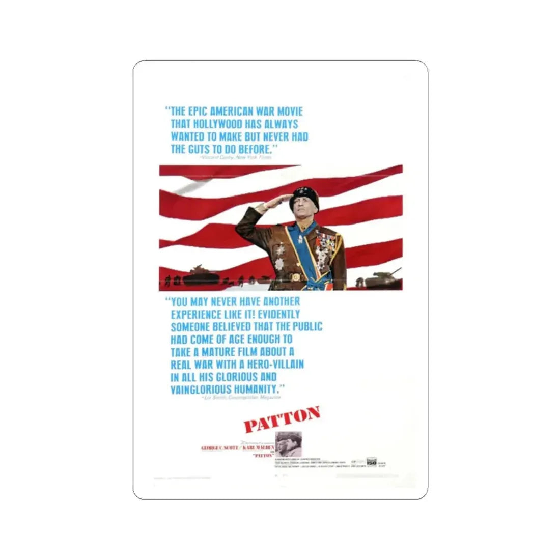 Patton 1970 Movie Poster - STICKER Vinyl Kiss-Cut Decal 2 Inch White - The Sticker Space