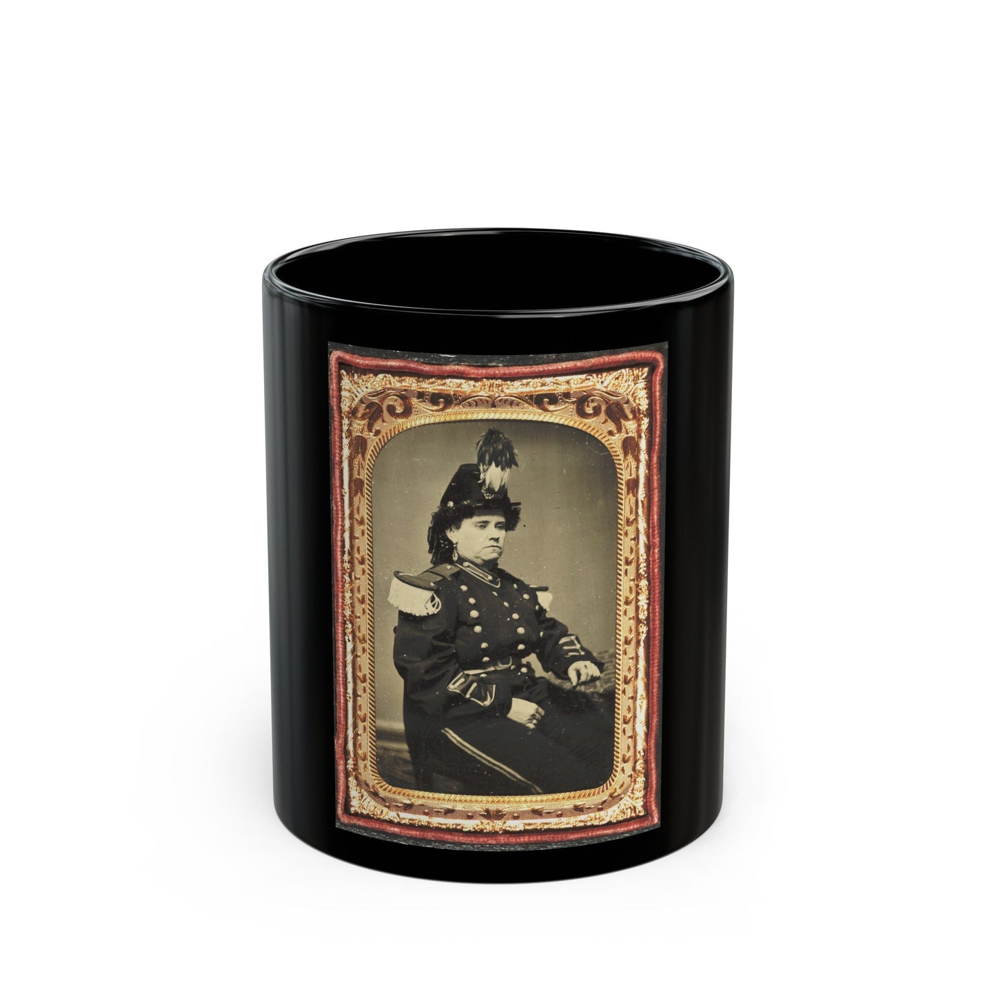 Pauline Cushman In Military-Style Costume (U.S. Civil War) Black Coffee Mug-11oz-The Sticker Space