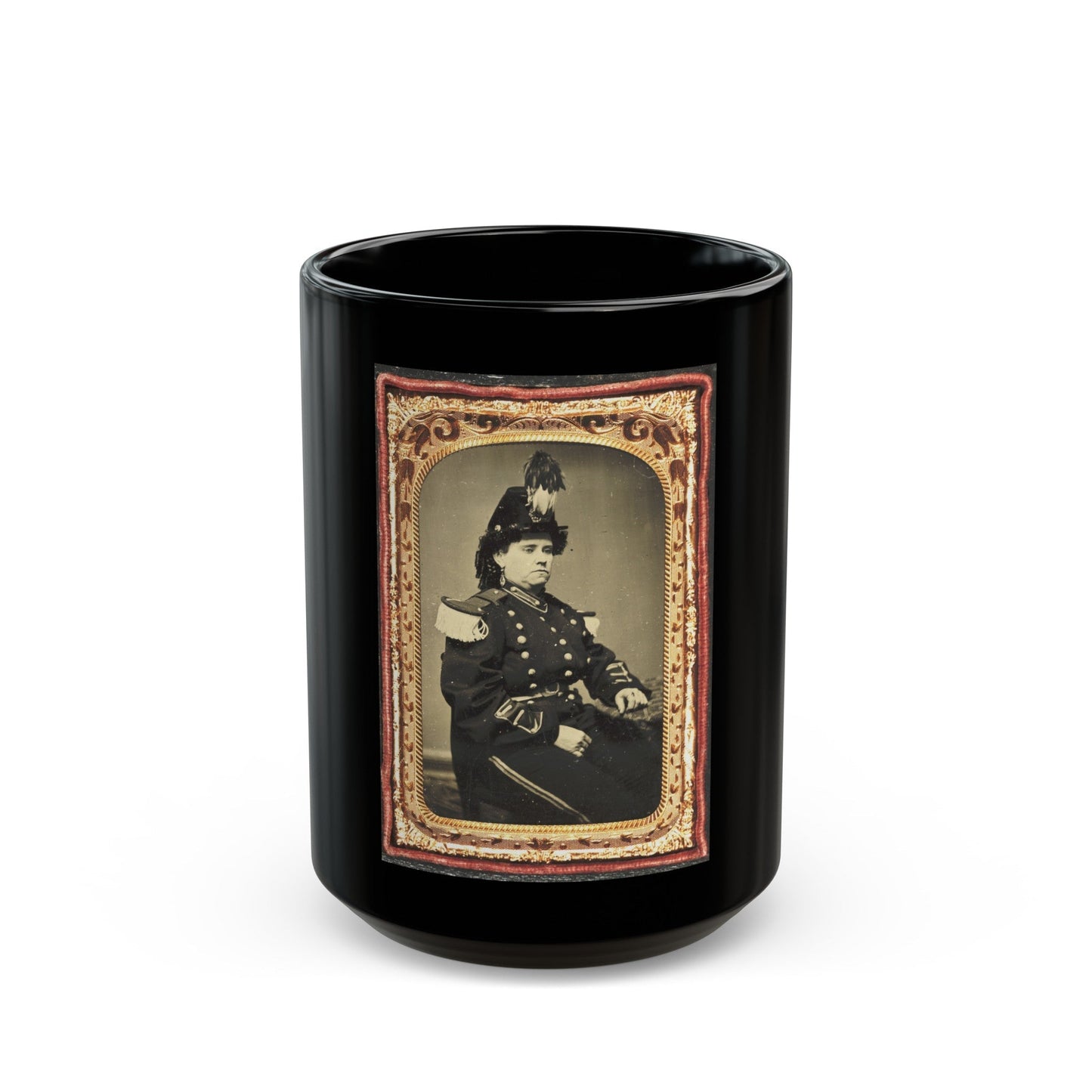 Pauline Cushman In Military-Style Costume (U.S. Civil War) Black Coffee Mug-15oz-The Sticker Space